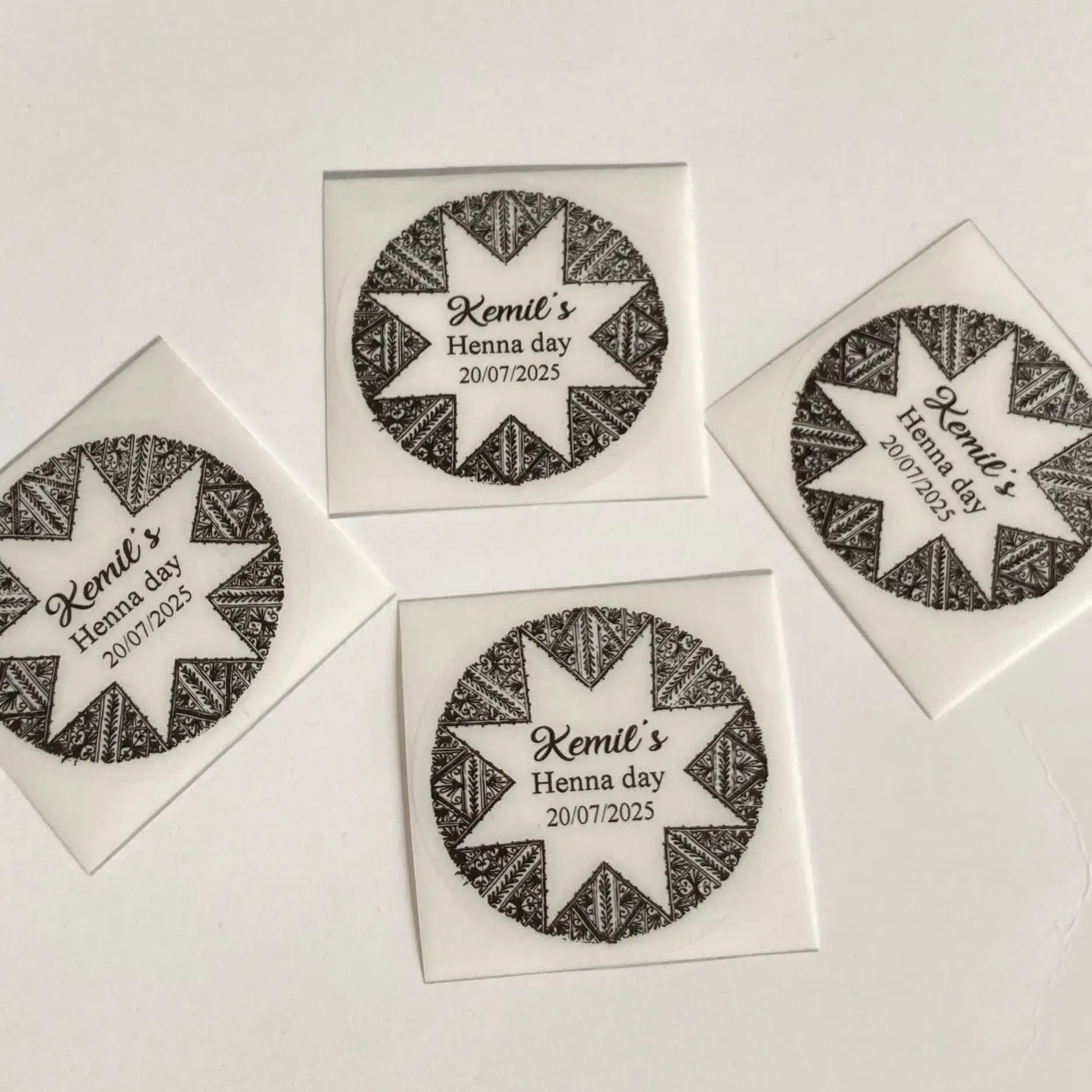 Personalized Mehendi Wedding Stickers Custom Henna Day Thank You Favors Sticker Name Label view 4