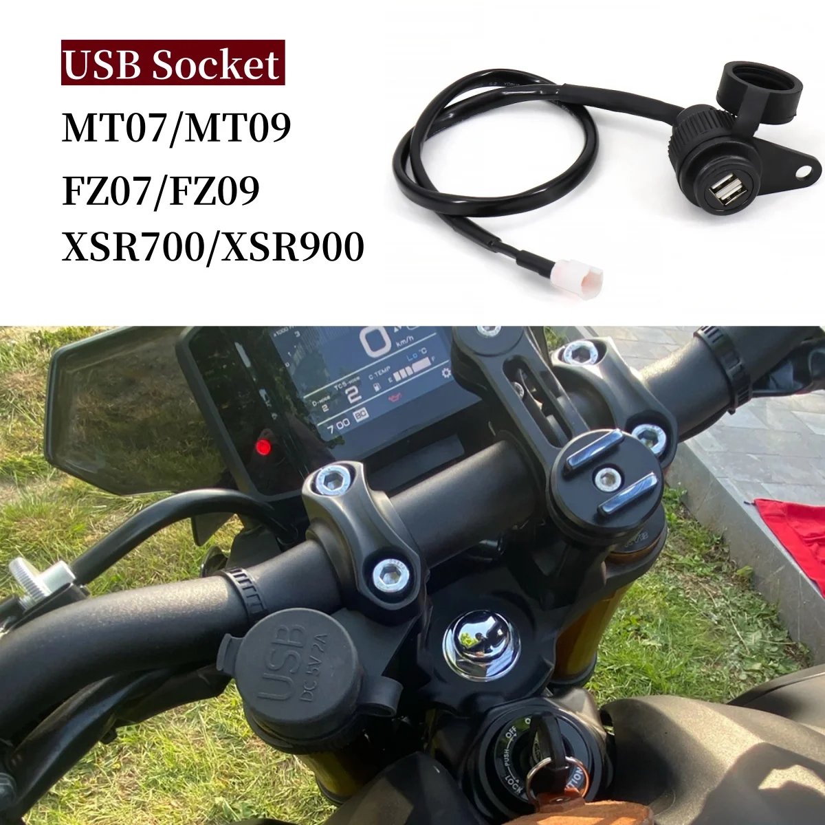 

Мотоциклетная розетка постоянного тока для Yamaha MT-07 MT-09 SP Tracer 900 FZ-09 FZ-07 Tracer XSR 700 12 В DV, комплект преобразователя розетки, USB-адаптер