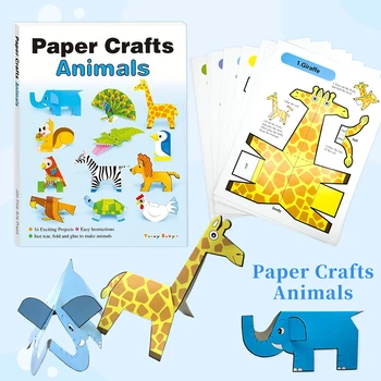 งานฝีมือ Origami 16 แผ่น 1 กล่อง อายุ 5-8 ปี สัตว์น่ารัก รวมบทช่วยสอนภาษาอังกฤษ เพิ่มการใช้งานและสติปัญญา ของขวัญสําหรับเด็ก