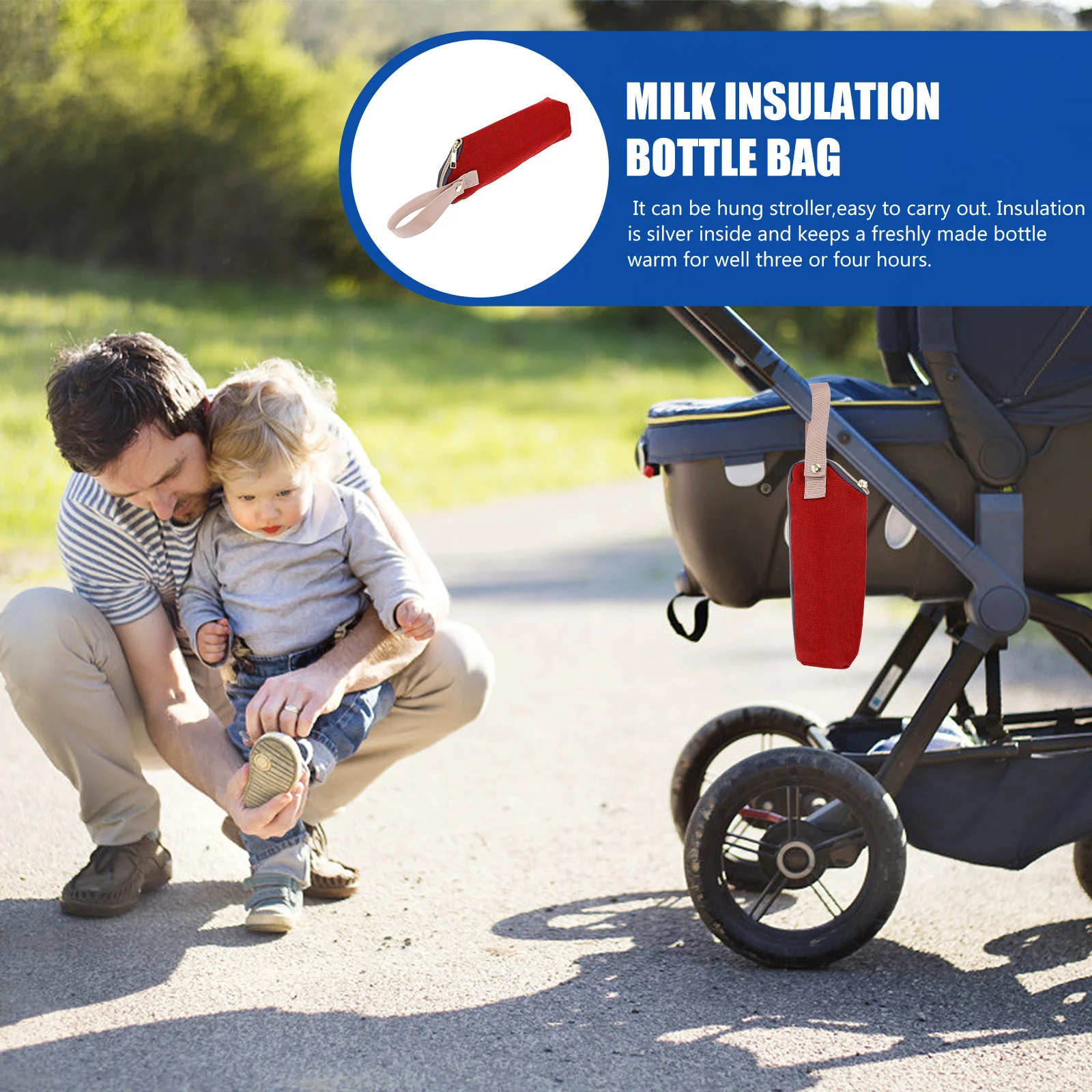 حقيبة زجاجات الحليب المعزولة لتدفئة زجاجات الرضاعة الطفل المحمولة أثناء السفر استخدام الفضة الداخلية تحافظ على الدفء 3-4 ساعات حقيبة المومياء #3