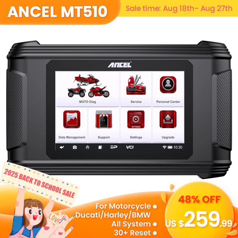 

Диагностический сканер ANCEL MT510 для мотоциклов, все системы для BMW, DUCATI или Harley, поддержка 30 + функций, OBD2