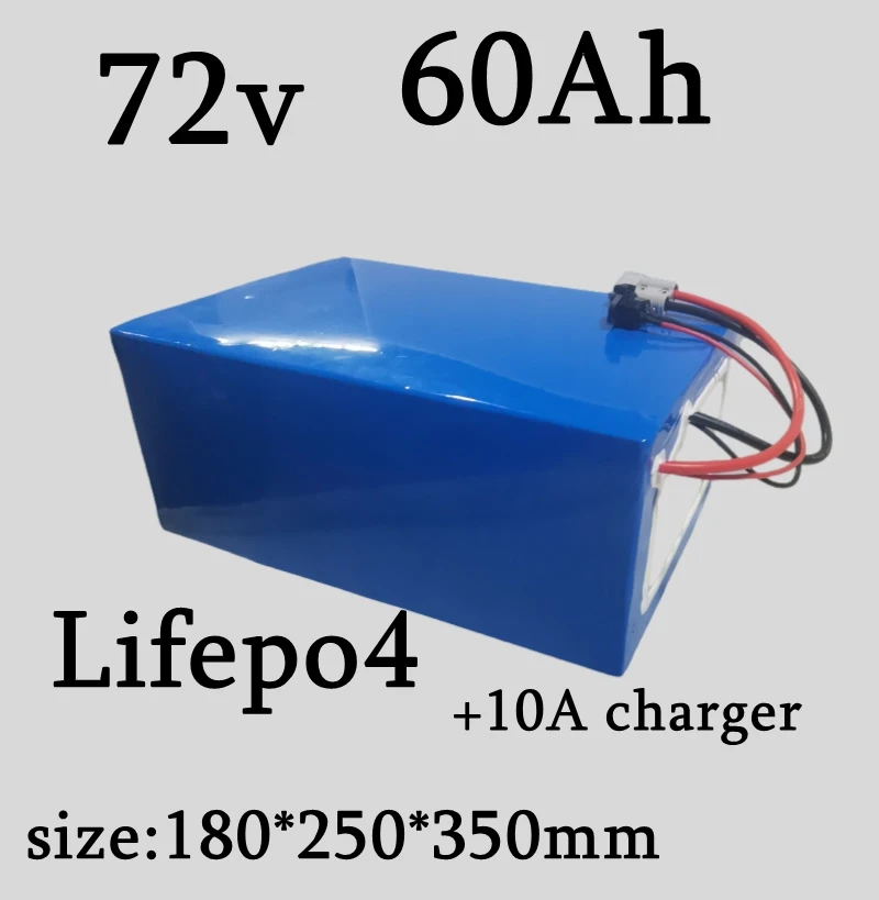 DS 72V 60Ah LiFePO4 Battery Deep Cycle with BMS +10A Charger Included for 3500W 5000W Bike Scooter Motorcycle Off-Road E