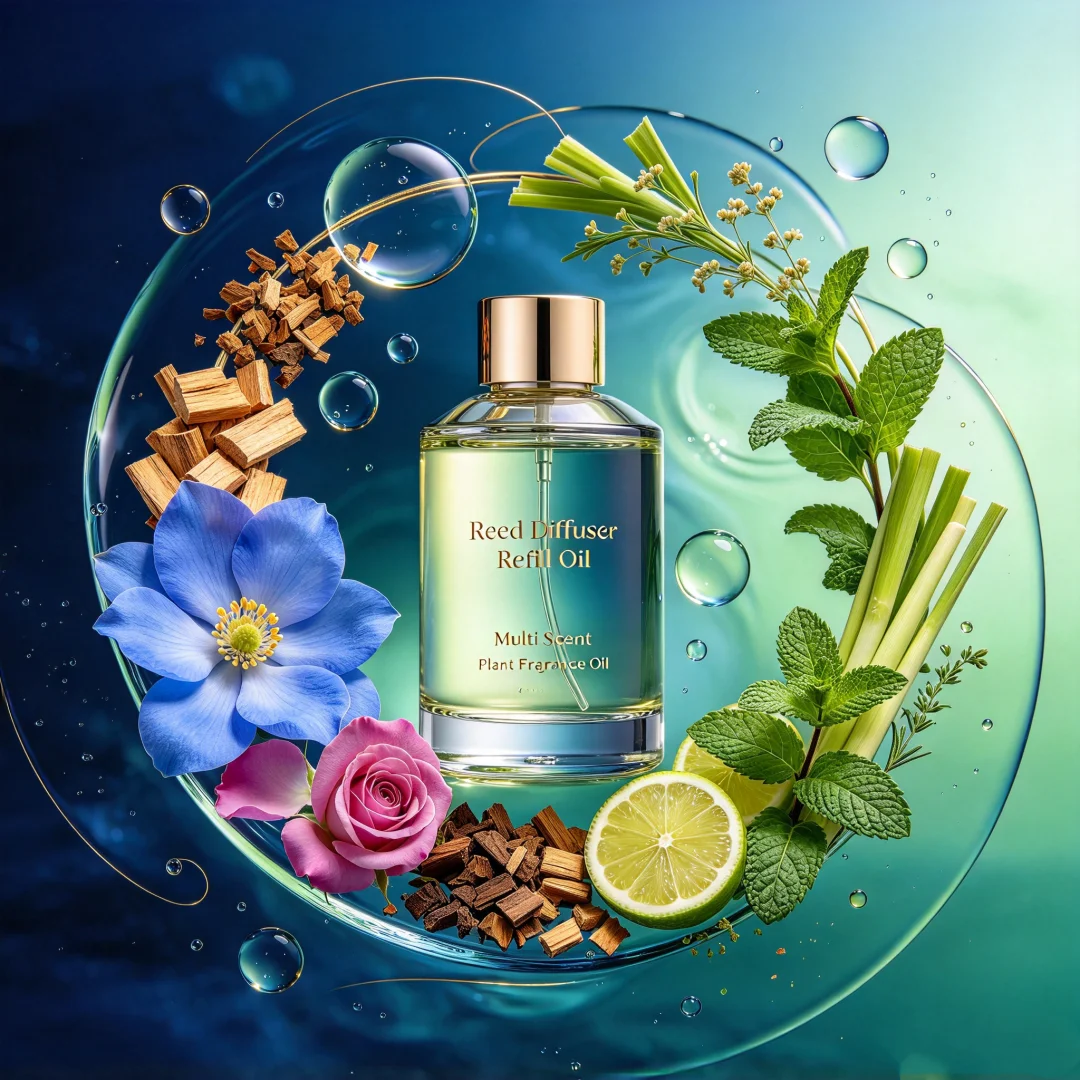Reed Diffuser Refill Oil Multi Scent Plant Fragrance Oil Home Air Freshener Blue Lotus Rose Agarwood Lemongrass Mint Citronella