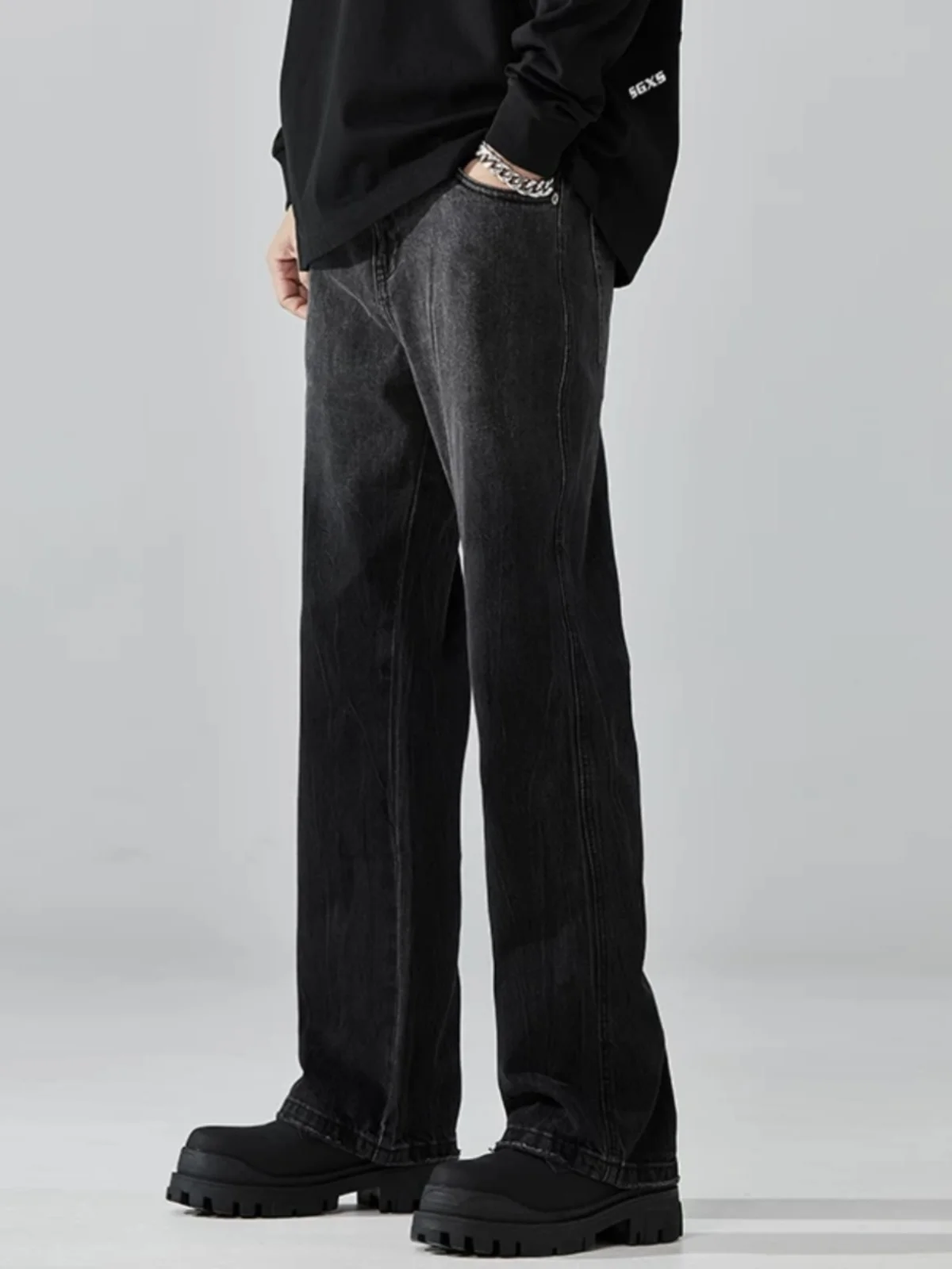 

Bla Straight Leg Jeans Men's Spring Autumn New American High Street Loose Wide Leg Pants Trendy Brand Casual Jeans