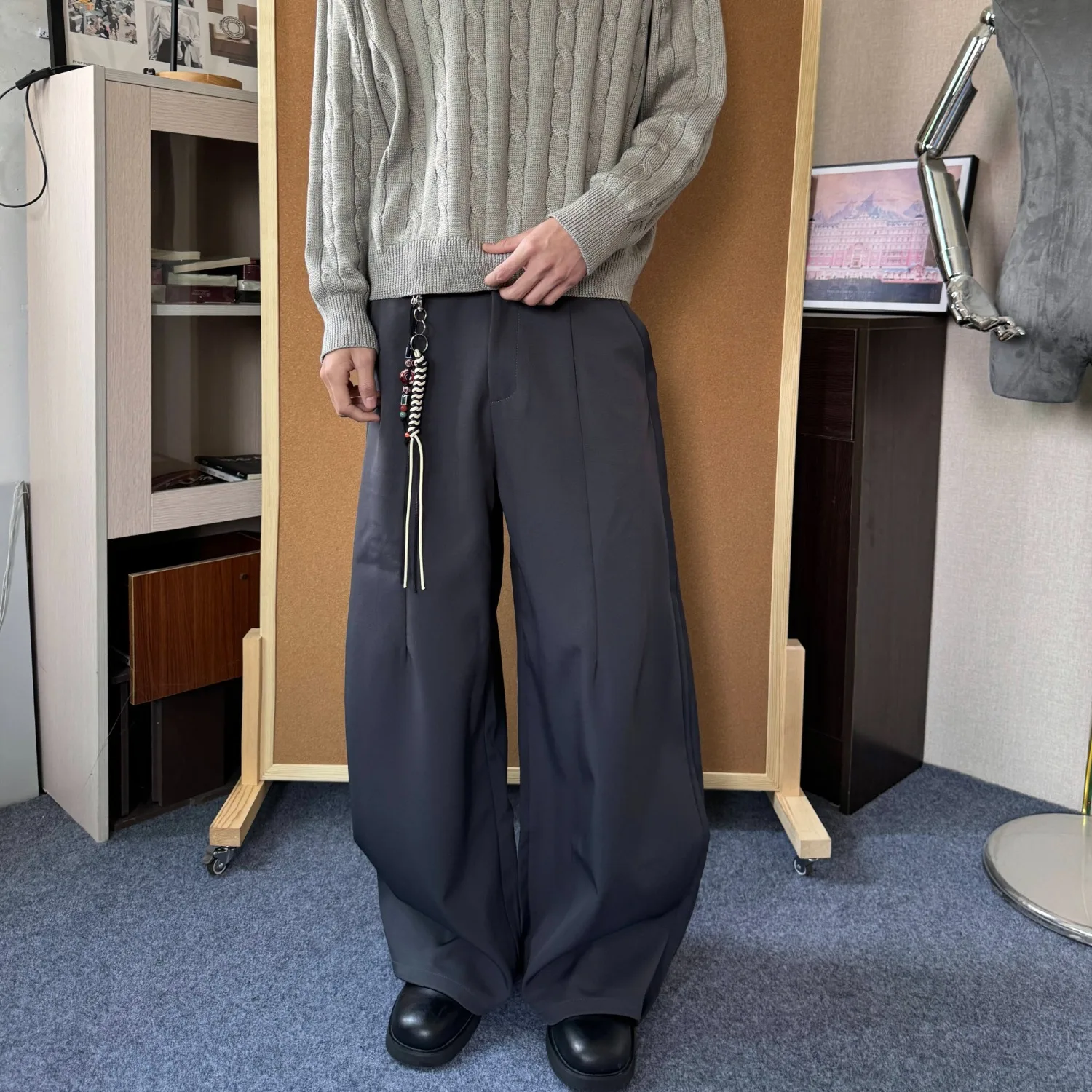 

2025 New Sle Knife Suit Pants Men Women Spring High Waist Draped Slim Straight Leg Small Size Wide Leg Pants
