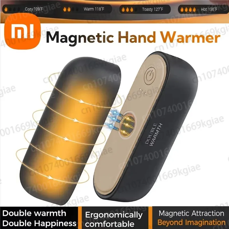Xiaomi-Chauffe-mains magnétiques rechargeables, chauffe-mains électriques portables, chauffe-poche, longue durée, chauffage sûr, 2 en 1