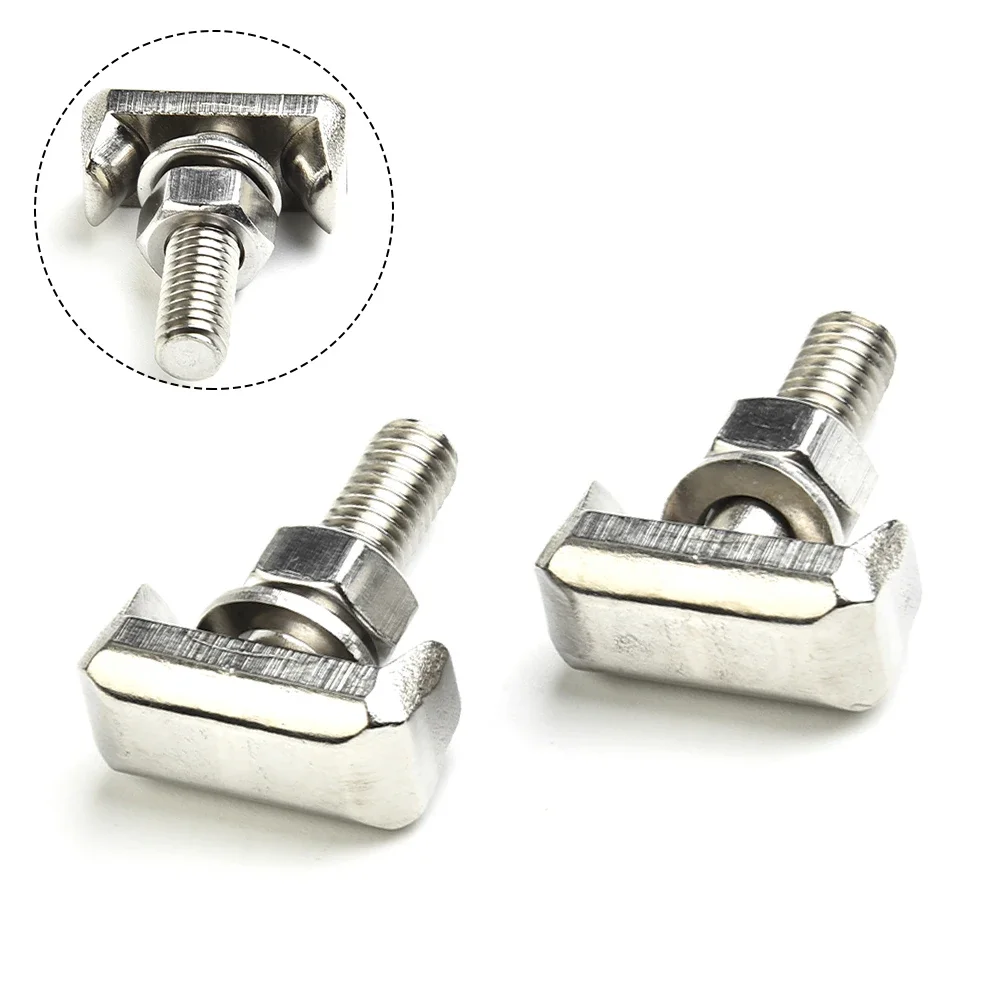 2Pcs Battery Cable Terminal T-Bolt Connector For Chevrolet For GMC For Saturn Stainless Steel Power Wire End Clip Fixed Bolt M6