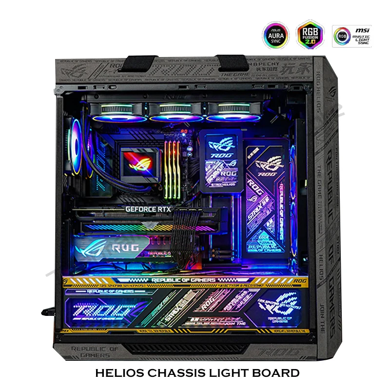 Imagem -04 - Painel de Luz Rgb Placa Traseira Display Dinâmico para Asus Rog Strix Helios Case pc Gamer Faça Você Mesmo Led Computador Case Decoração 5v m b Sincronização