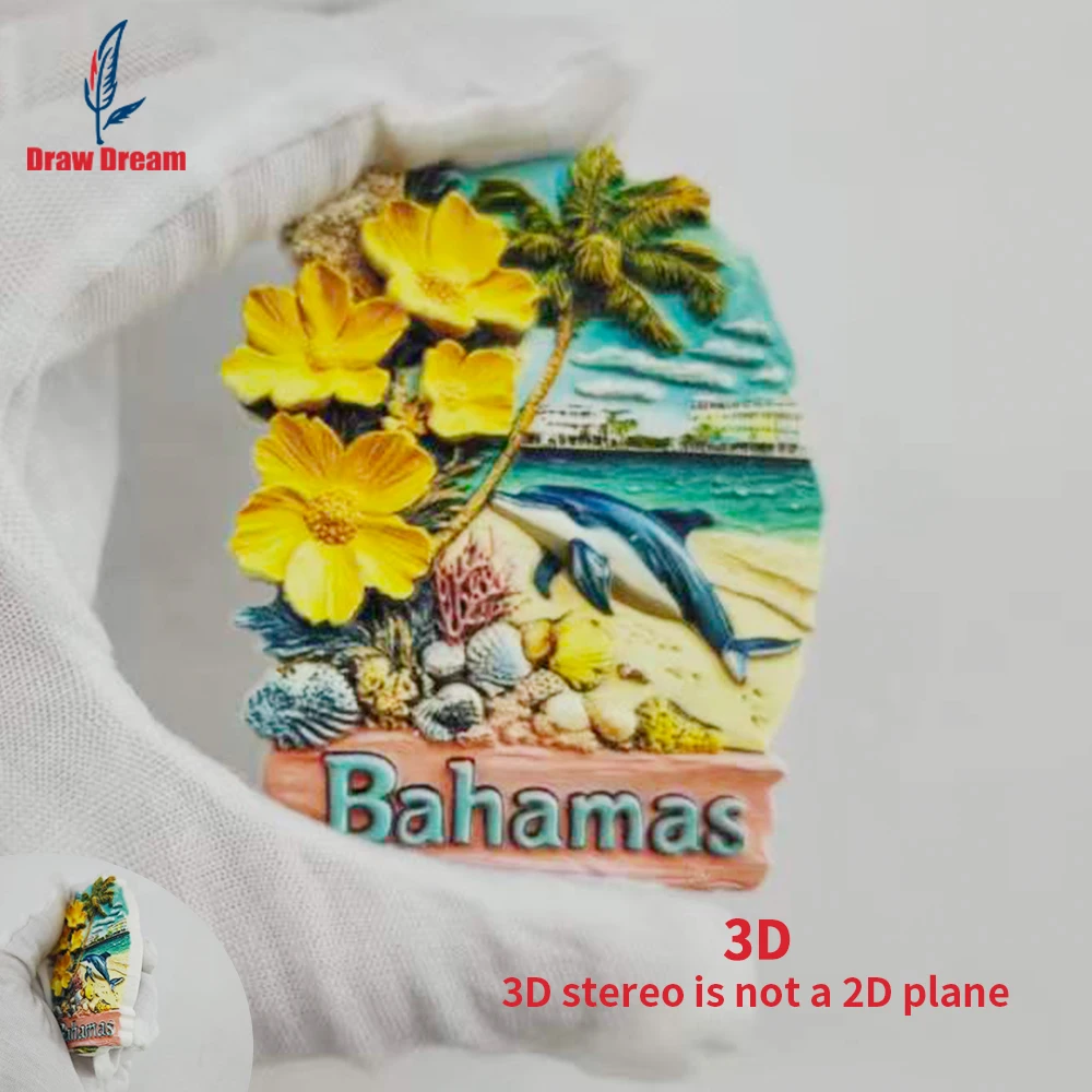 1 Stück Bahamas-Inseln Kreativer 3D-geprägter Kühlschrankmagnet Weltreise-Souvenir-Sammlung Geeignet für Heim- und Bürodekoration, personalisiertes exklusives Reise-Souvenir, magnetischer
