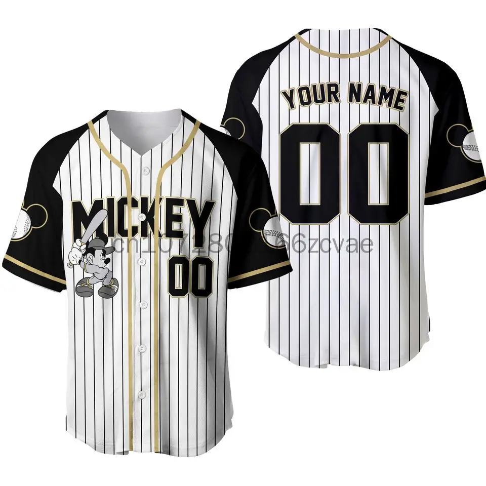 Disney Baseball Mickey customized Baseball Jersey Cartoon Print Baseball Jersey Shirts Outdoor Sports Casual Men Women Kids Tops