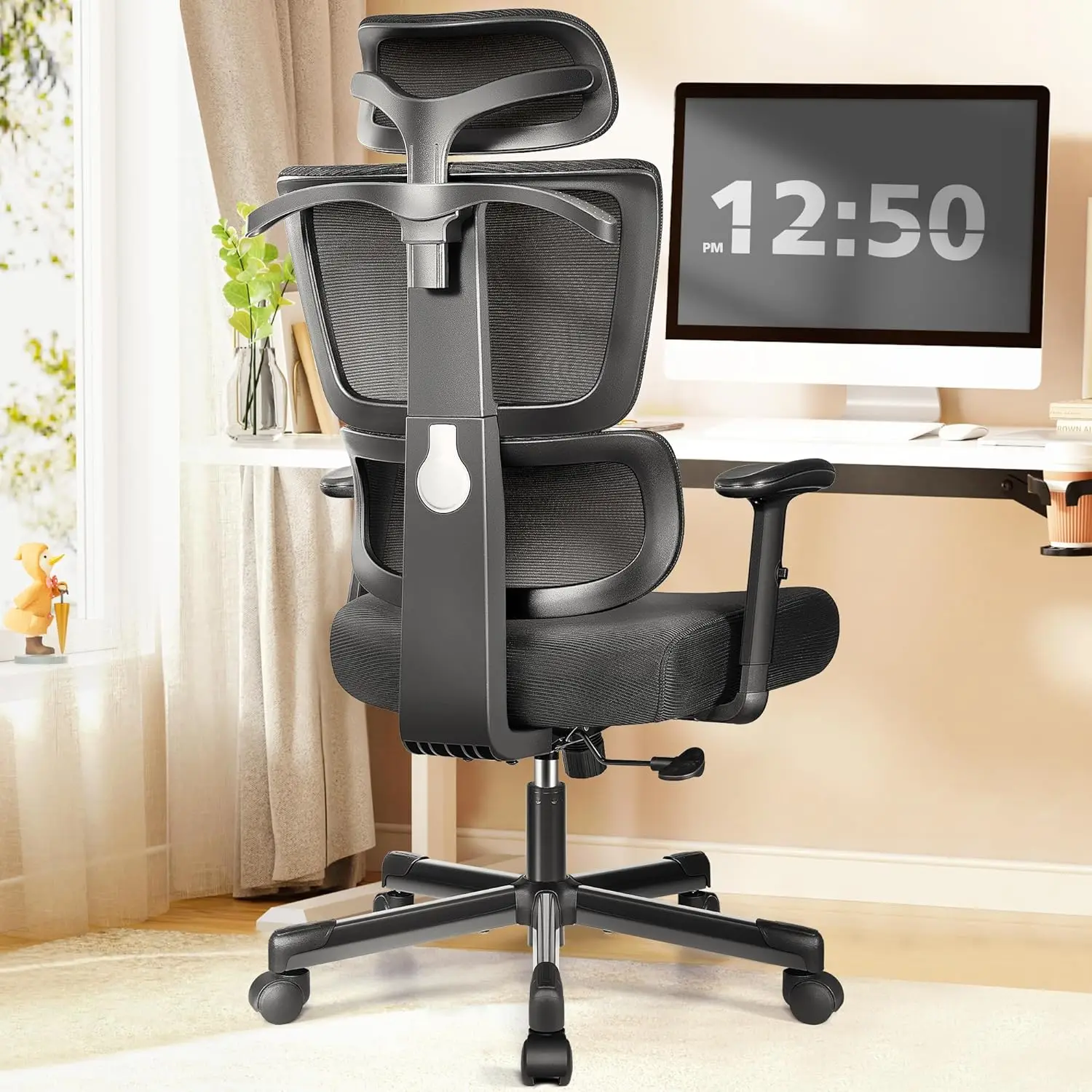 

Ergonomic Office Mesh Chair Home Comfy Computer Desk Chair High Back Gaming Chair Big and Tall Breathable Black