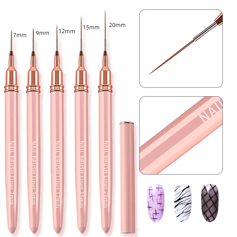 1/5Pcs Nail Art Liner Brushes Set Elongated Lines Striping Drawing UV Gel Painting Nail Design Pen Professional Manicure Tool