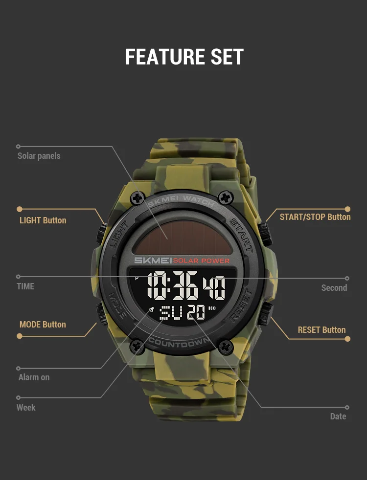 Skmei 2712 Men's Solar-Powered Digital Sports Watch