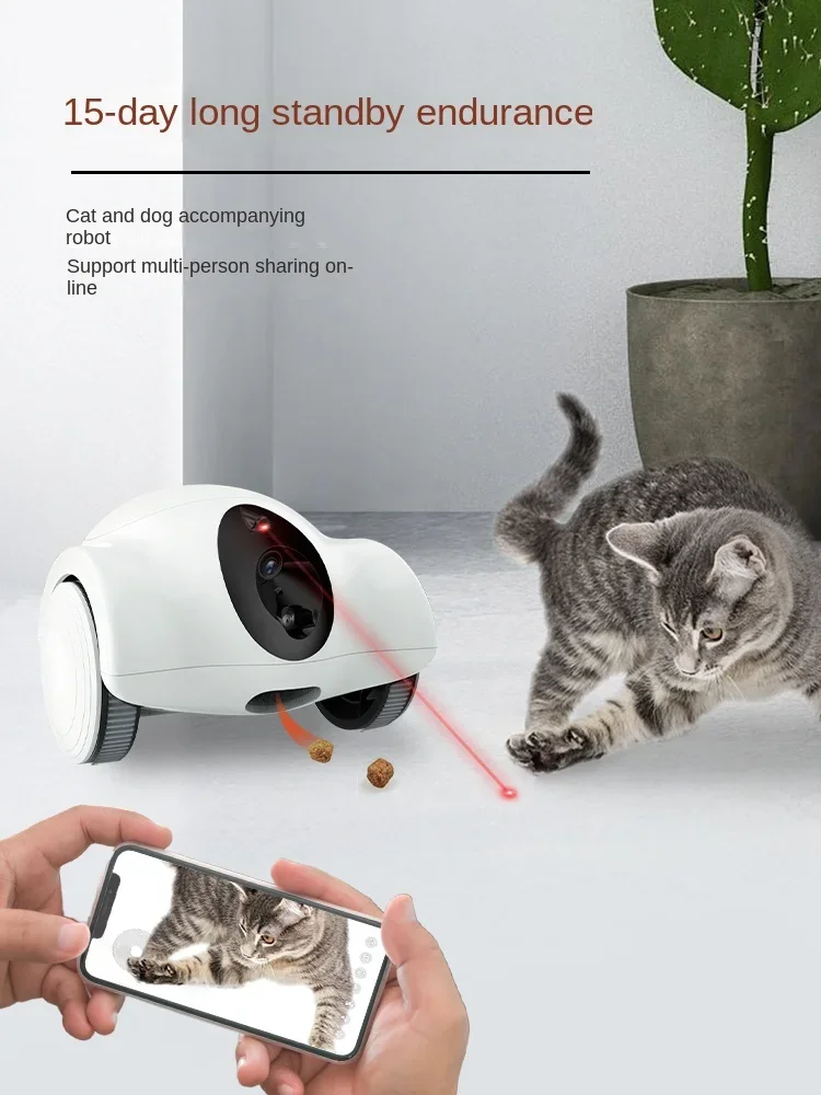 Pet Companion Intelligent Robot for Cats and Dogs, Mobile Monitoring Camera, Two-Way Voice Feeding, Whole House, New