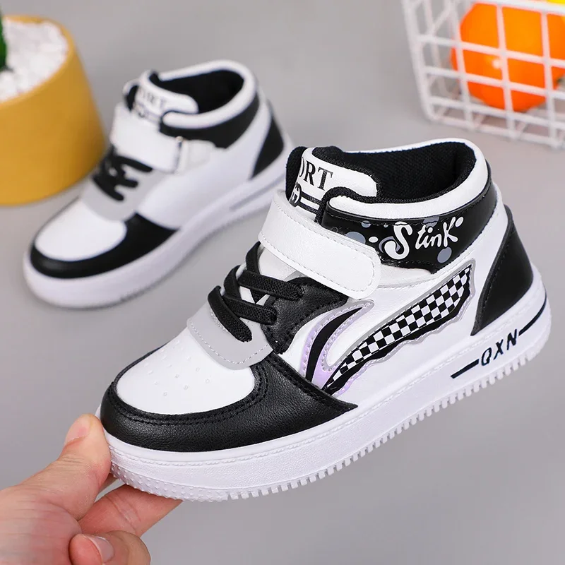 2024 New Fashion Kids Sneakers Casual Sports Shoes for Children PU Leather Walking Shoes Boys Girls Comfortable School Shoes