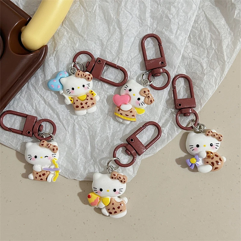 Sanrio gantungan kunci lucu Resin Hello Kitty bintang liontin gantungan kunci lucu lima runcing bintang Kitty mainan anak-anak liontin mobil gantungan kunci