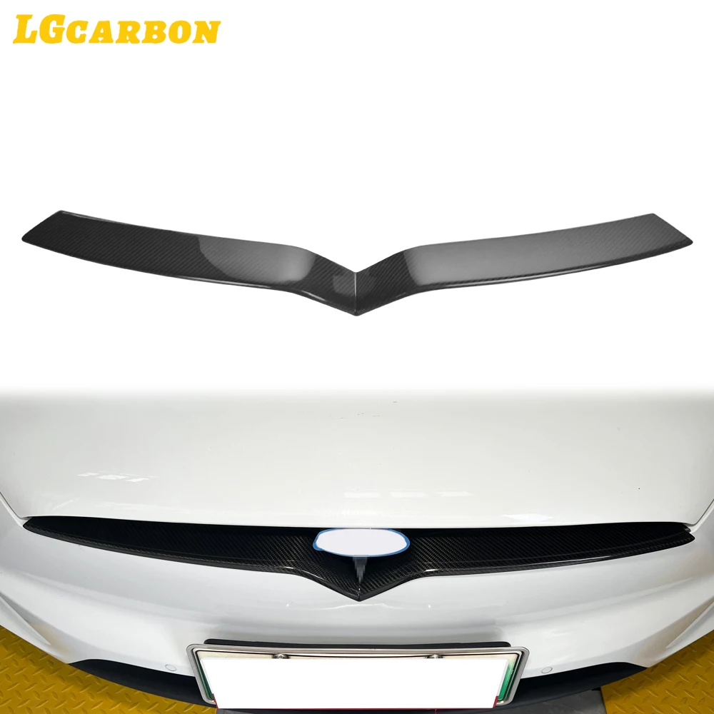 LGcarbon Dry Carbon Fiber Front Grille Trim Stripe Decoration For Tesla Model X SUV 2018 Grille Trim Sticker