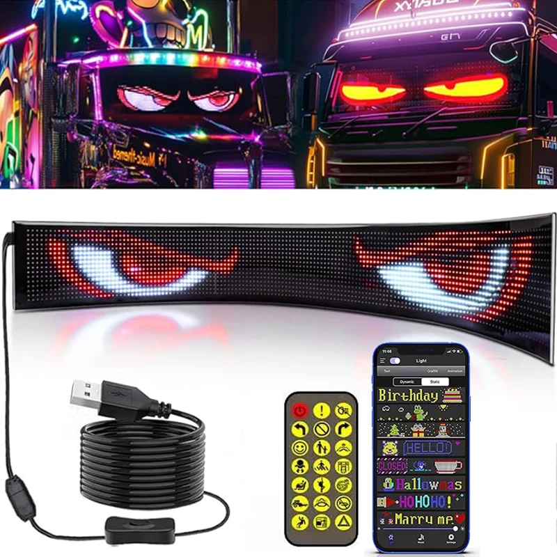 

LED Matrix Pixel Panel Light Smart Programmable Devil Eyes for Cars Flexible LED Matrix Display Screen Message Scrolling Light