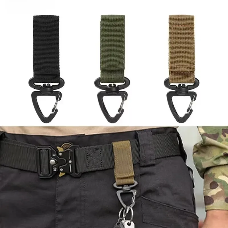 1-10PCS Nylon Tactical Carabiner Clips - Heavy Duty Military Buckle Strap for Camping Hanging & Keychain
