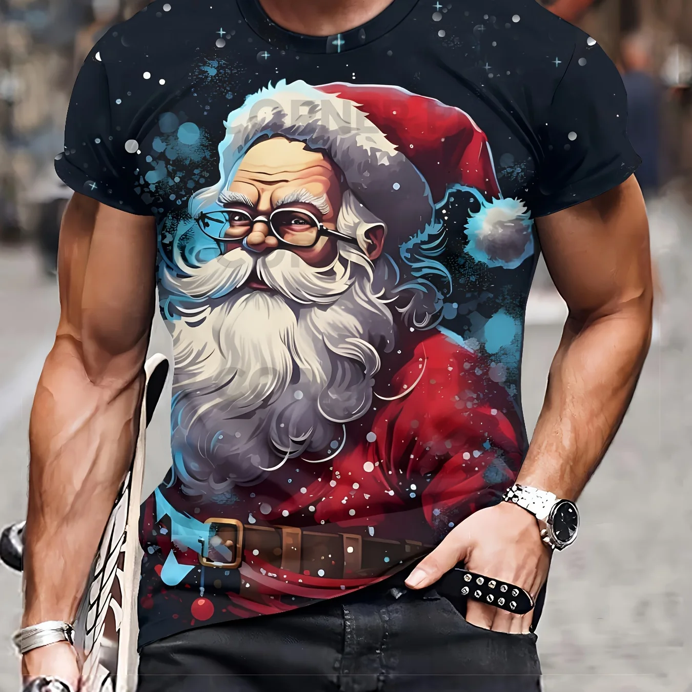 

Christmas 3D Santa Claus Print T Shirt For Men Casual Fashion Crew Neck Short Sleeve Tees New Year X'mas Party Men Clothing Tops
