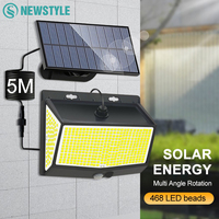 468 LED Solar Light Outdoor Motion Sensor Solar Security Lights With 3 Lighting Modes Solar Wall Light Outside For Garden Yard