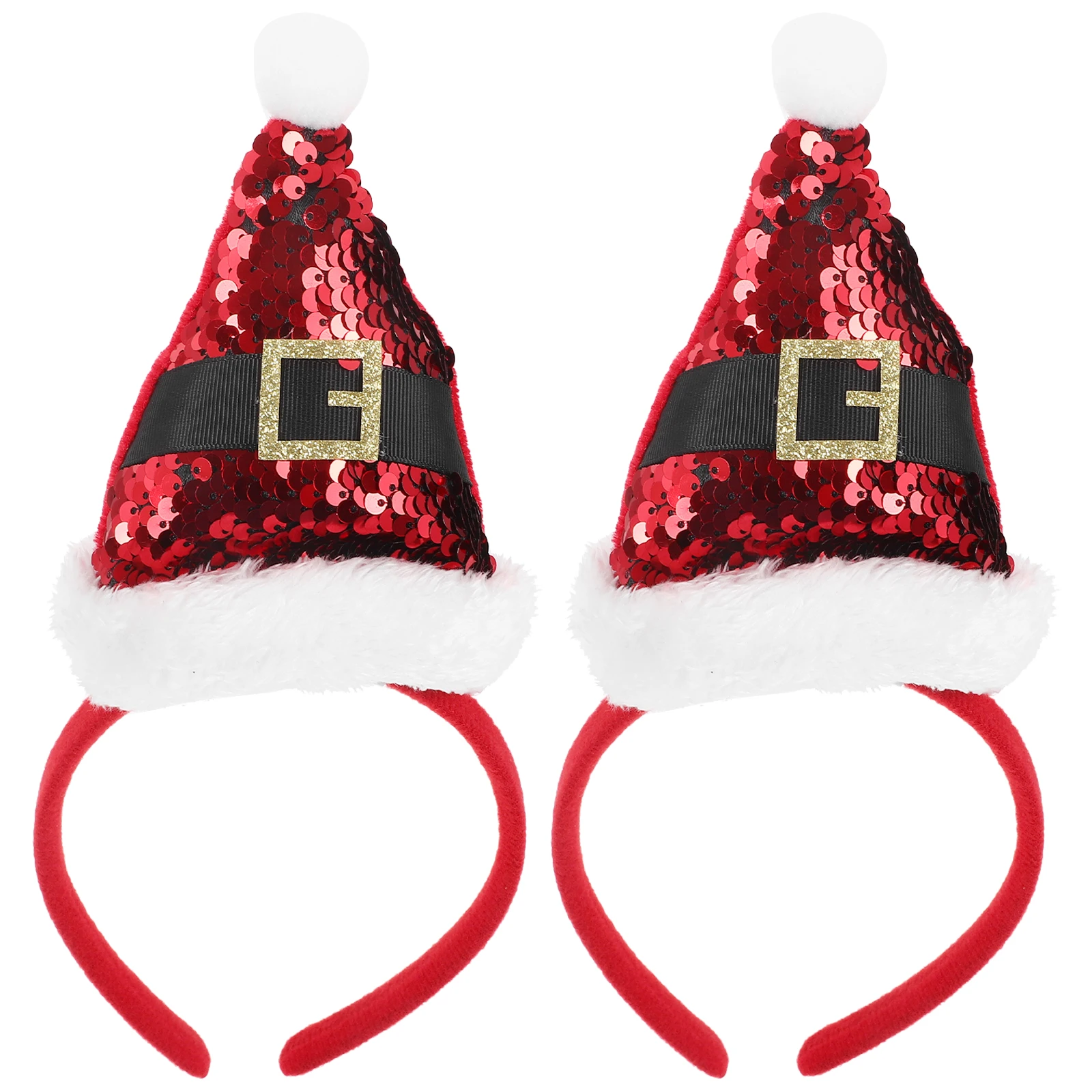

2pcs Christmas Sequin Hair Hoop Headbands Girls Lightweight Nonfading Reusable Party Carnival Christmas Decorations Hairstyling