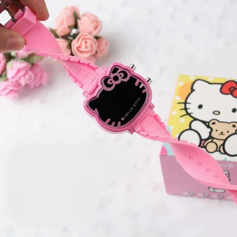 Miniso Anime Cartoon Sanrio Hello Kitty LED Cyfrowy zegarek sportowy dla dziewczynek dla dzieci Elektroniczny silikonowy zegarek na pasku Prezent