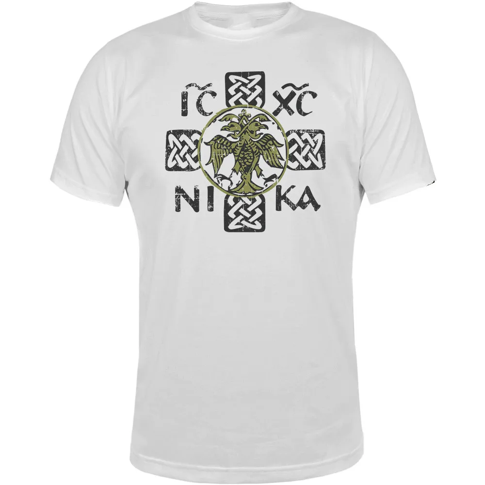 Serbia Nemanjić Dynasty Eagle Emblem ICXC NIKA Cross Printed T-Shirt. Summer Cotton Short Sleeve O-Neck Mens T Shirt New S-3XL