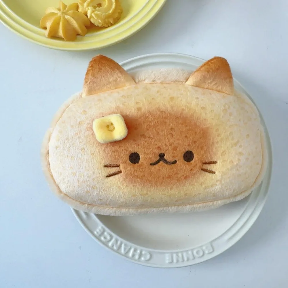 Creative Roast Bread Siamese Cat Pencil Bag Design Large Capacity Stationery Bag Blusher Cat Cute Plush Pencil Bag Student