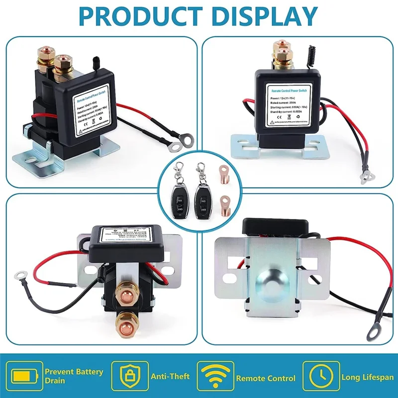 A01F-Battery Switch Relay 12V 500A Remote Control Power Switch Quick Disconnect Cut Off Isolator Switch Anti-Theft Switch, Durab