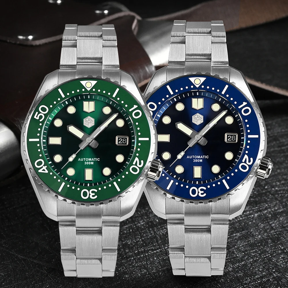 San Martin-Reloj de buceo MM300 NH35 para hombre, cronógrafo mecánico automático de lujo para negocios, con fecha de zafiro C3, superluminoso, 30bar