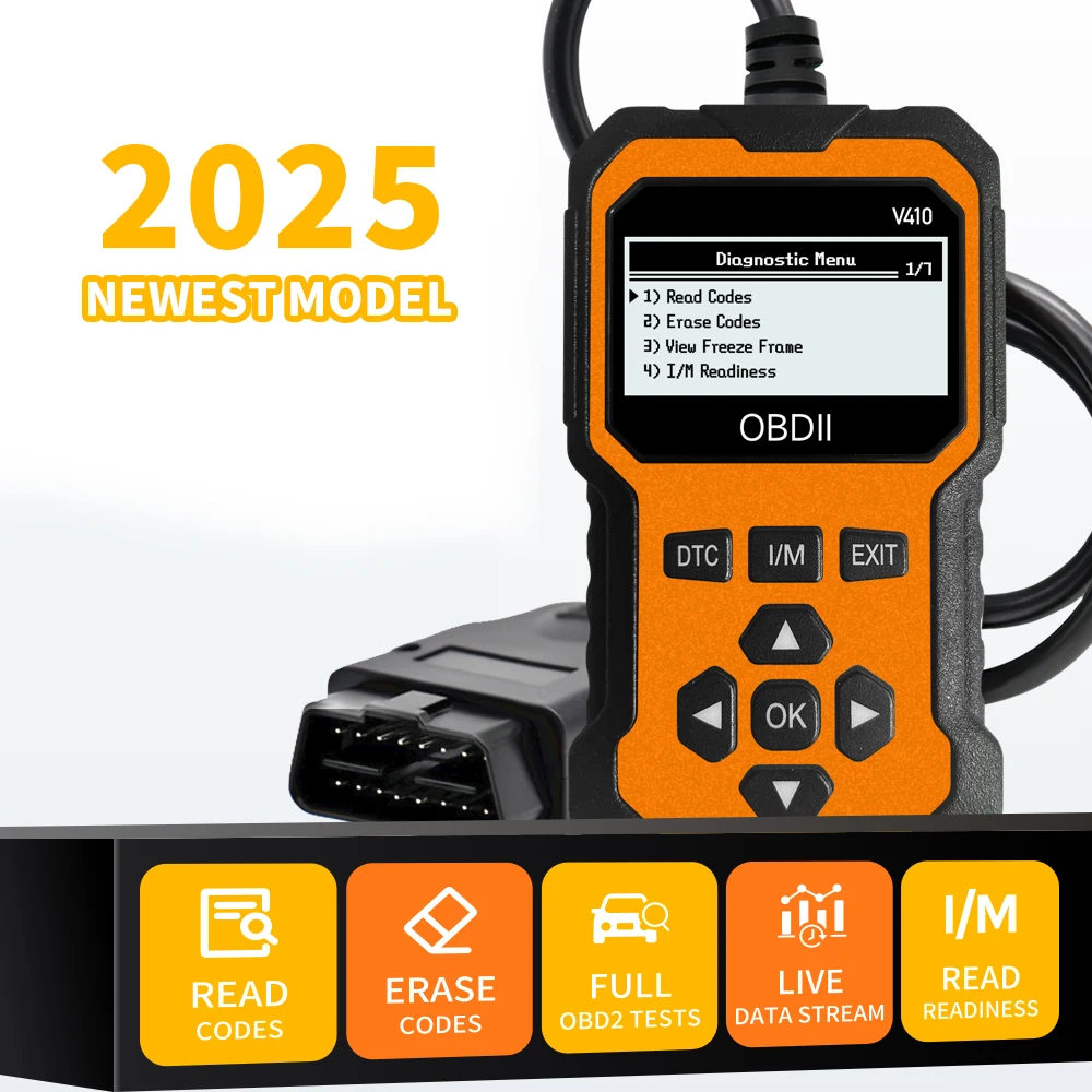 

Автомобильный сканер Obd2 V410, диагностический инструмент, считыватель кодов неисправностей двигателя, сканер, может диагностика всех Obd II 1996 года, соглашение