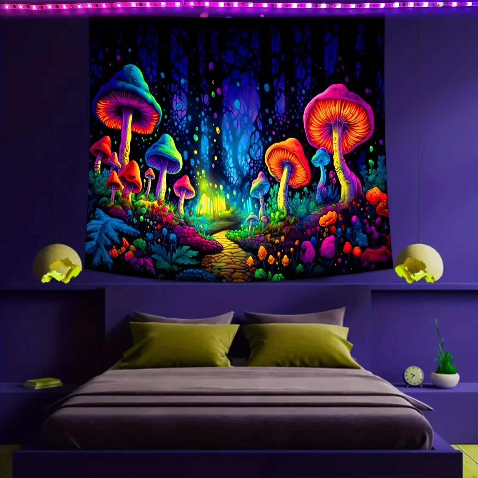 1pc 75x58cm Tree of Life Tapestry BlackLight Sun Moon Stars Galaxy Colorful Hippie Psychedelic Bedroom Dorm Decor Aesthetic