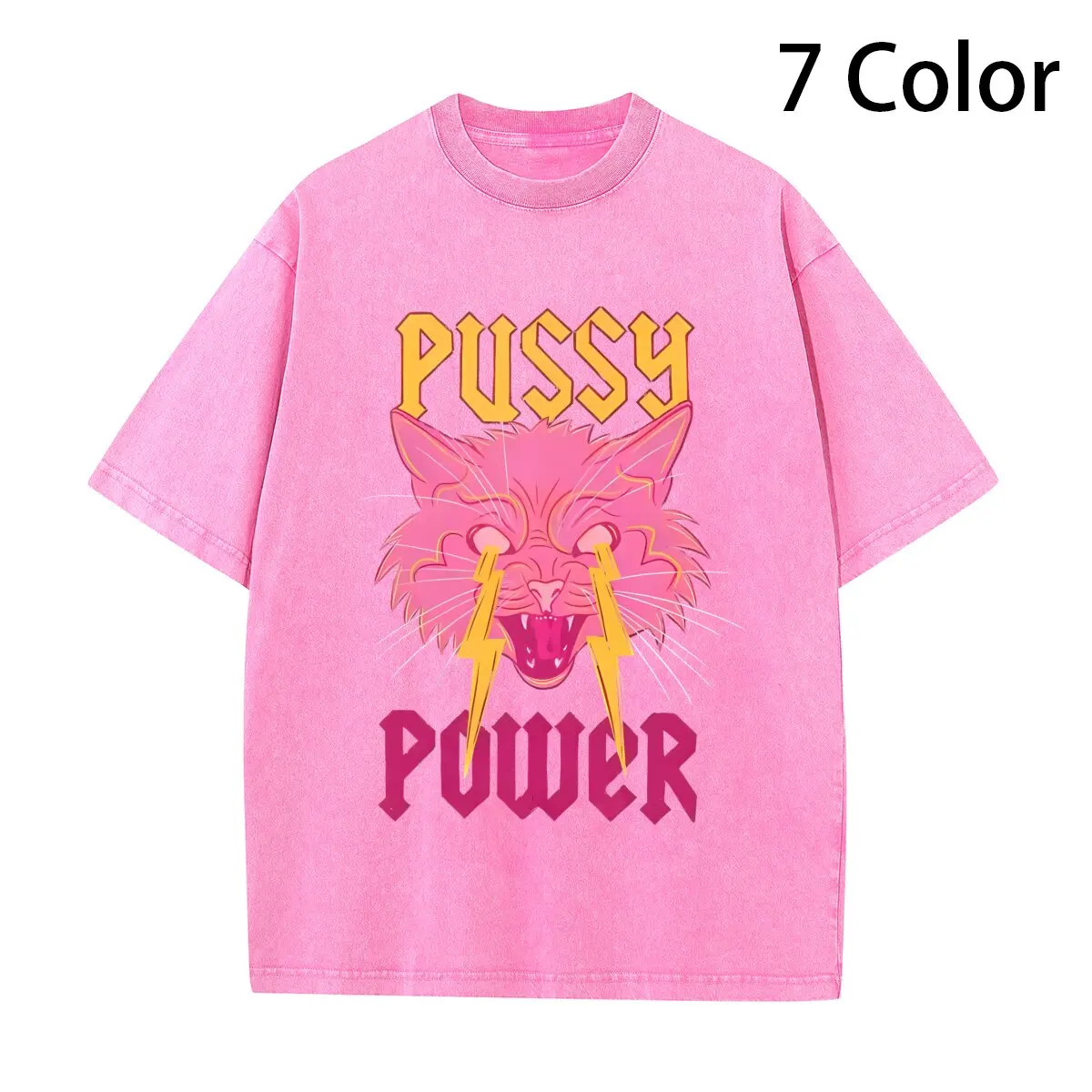 

Pussy Power Funny Cat Washed T Shirt Streetwear Fashion T-Shirts Fugees Tiki Tees Tops for Men Women 100% Cotton Oversize Summer