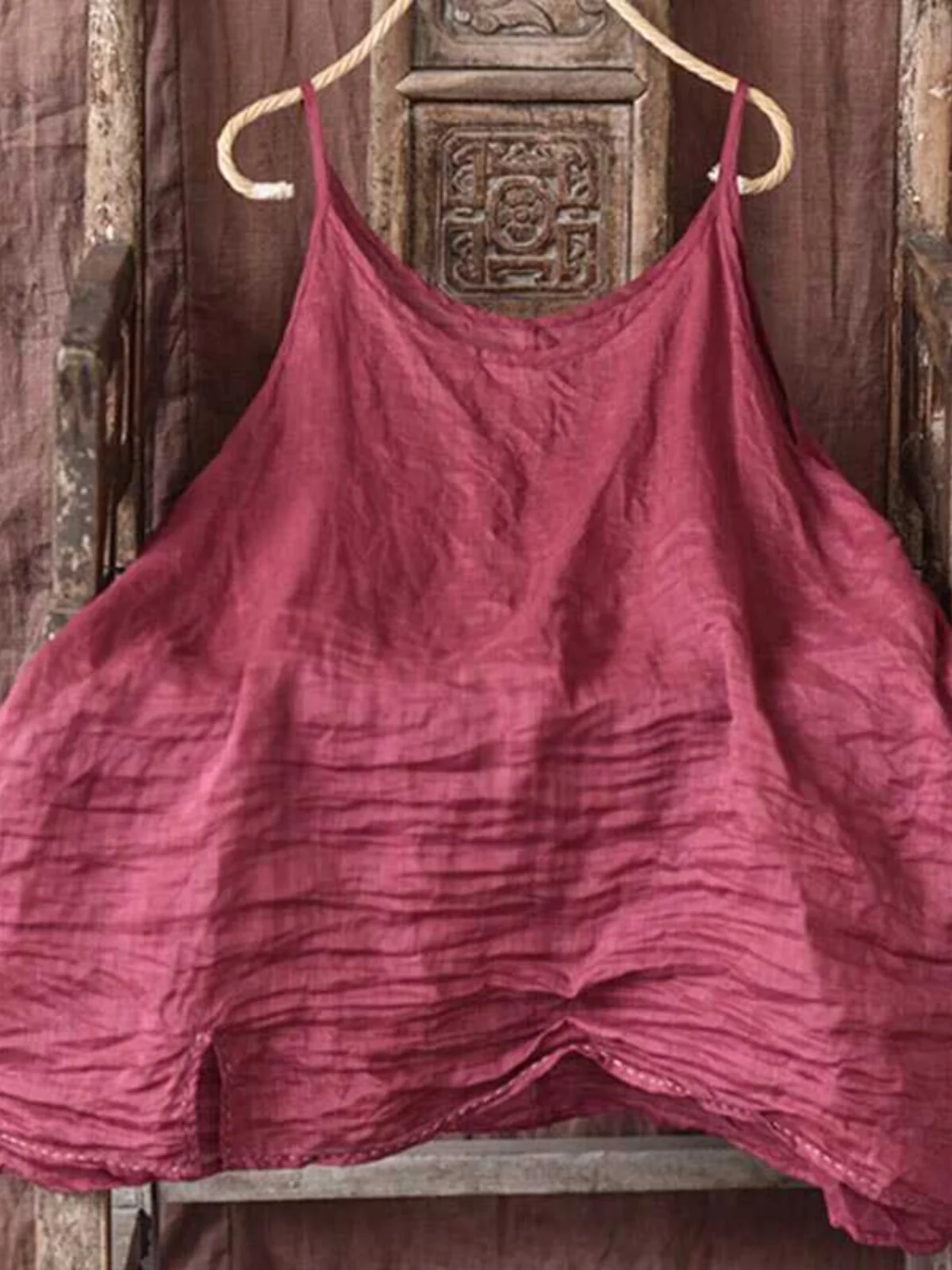 เสื้อกล้ามผ้าฝ้ายลินินทรงหลวมแบบไม่สมมาตรสำหรับผู้หญิง แบรนด์เนม แฟชั่นลำลองฤดูร้อน สวมใส่สบาย ระบายอากาศได้ดี