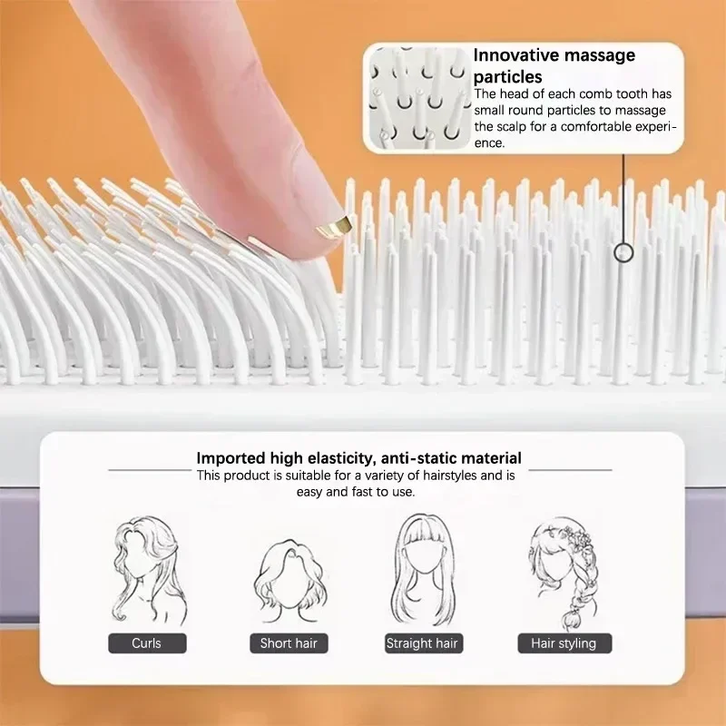 Massage Airbag Comb Straight Hair Comb Rotation Handles Cleaning Hair Loss Anti-Static Hairbrush Self Cleaning Comb for Women