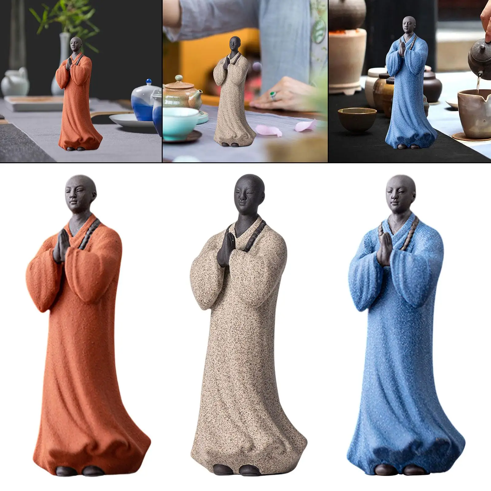 Chinese Buddha Statue Ornament Lifelike and Vivid Monk Figure Monk Figurine for Yard Dining Room Shop Living Room