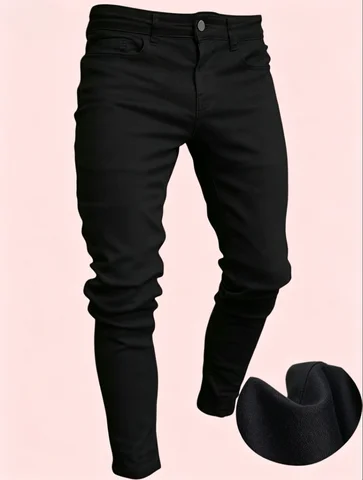 Men's Fashion Black Slim Fit Jeans - Loose Street Style Comfortable Elastic Suitable for All Seasons