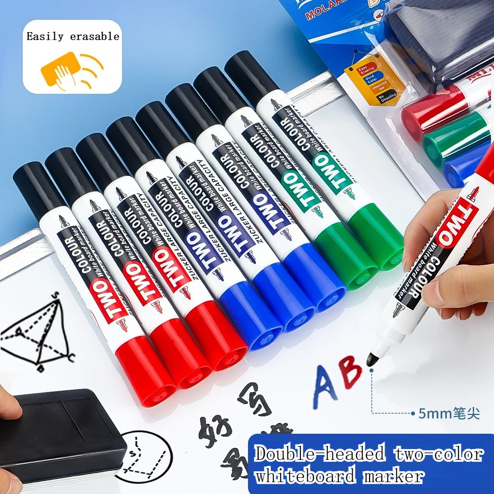 

2/3/12 Pcs Whiteboard Marker Write Smooth With Whiteboard Eraser Easily Erasable For Meetings Teachings Office School Supplies