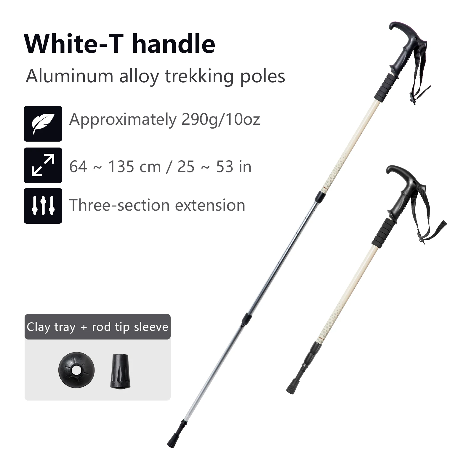 BISINNA 1PC Wandelstok T-handvat Aluminiumlegering 3-delige verstelbare wandelstok voor buitenwandelingen