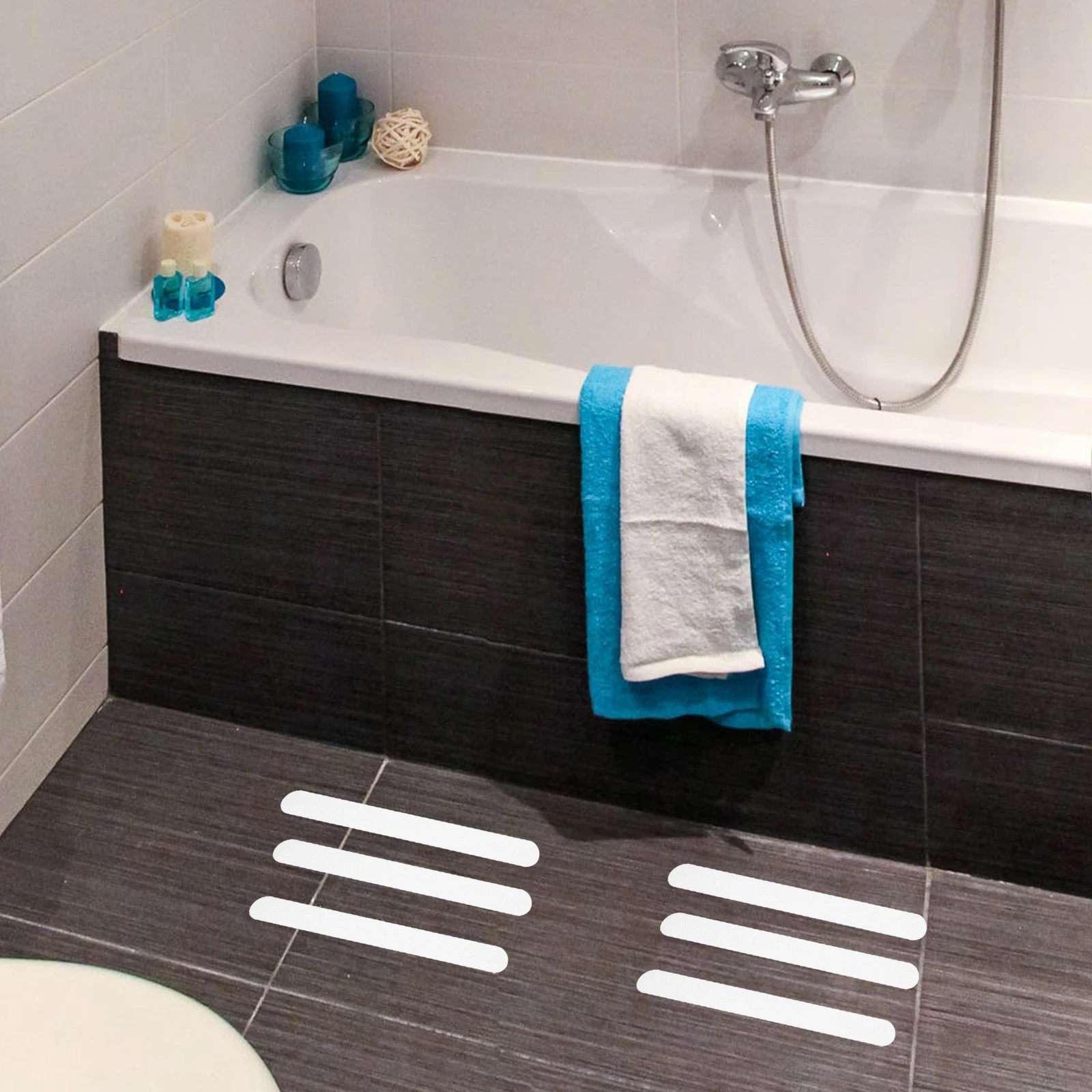 

1 set Anti slip Stickers 2x20cm Bath Tub Shower Decals Nonslip Bathroom Safety Strips Skid Tape Black Shovel Included