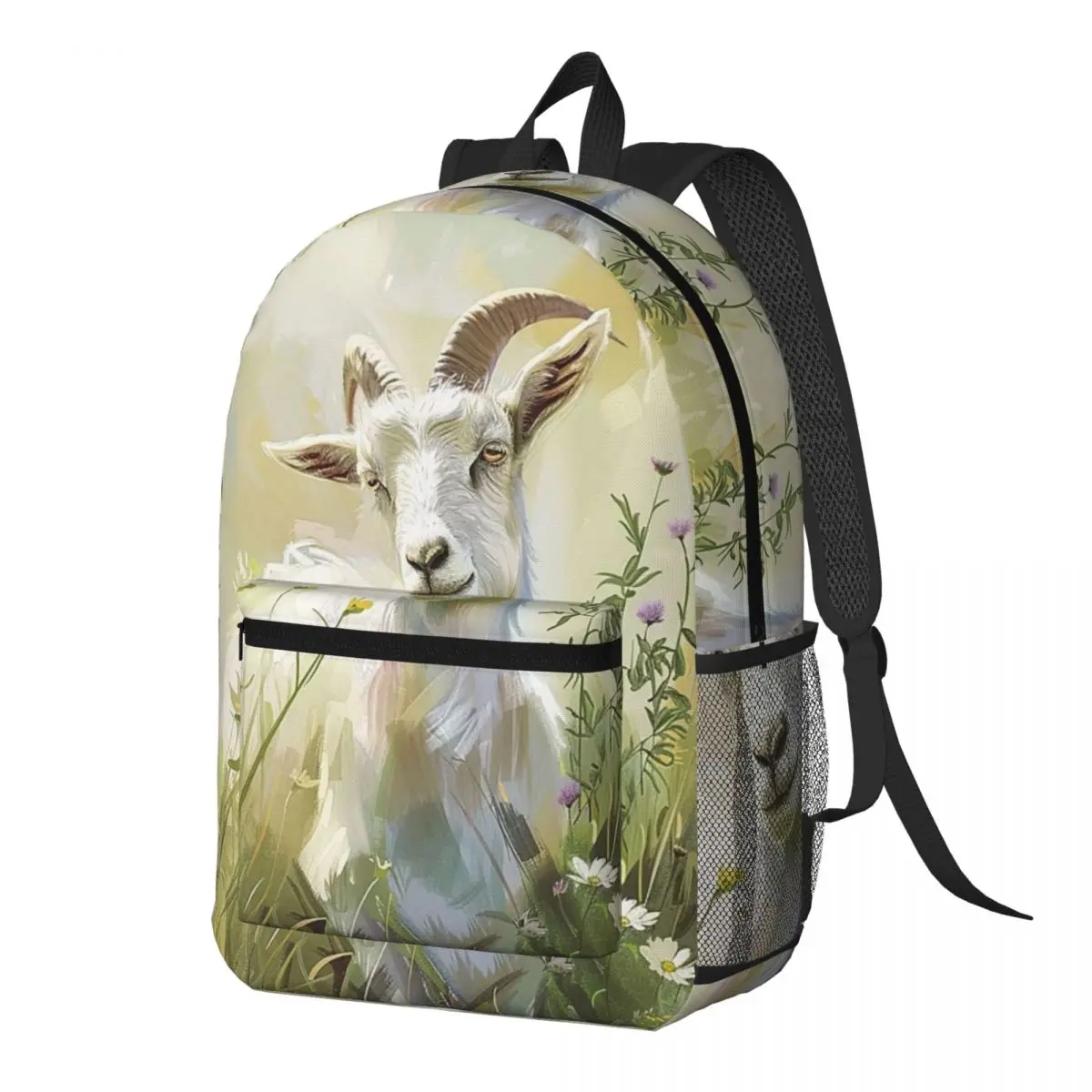 

Vintage Goat Themed Backpack Daypack Large Capacity Boys Girls BookBag School Bag Shoulder Bags for Men Women