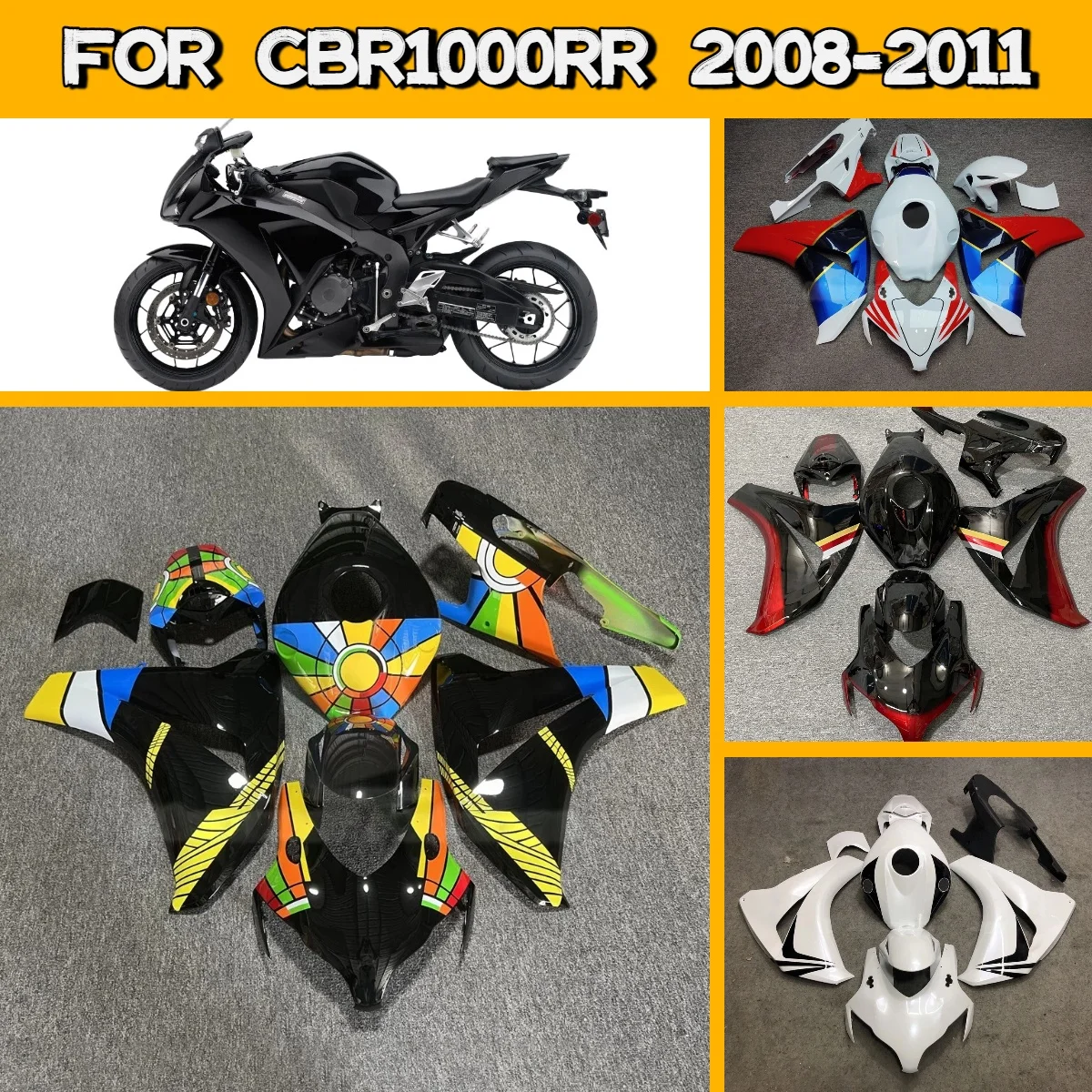 

Комплект обтекателей Prime Fairings 2008-2011 CBR1000RR, окрашенный на заказ, из ABS-пластика, для замены, подходит для Honda CBR 1000RR 08-11