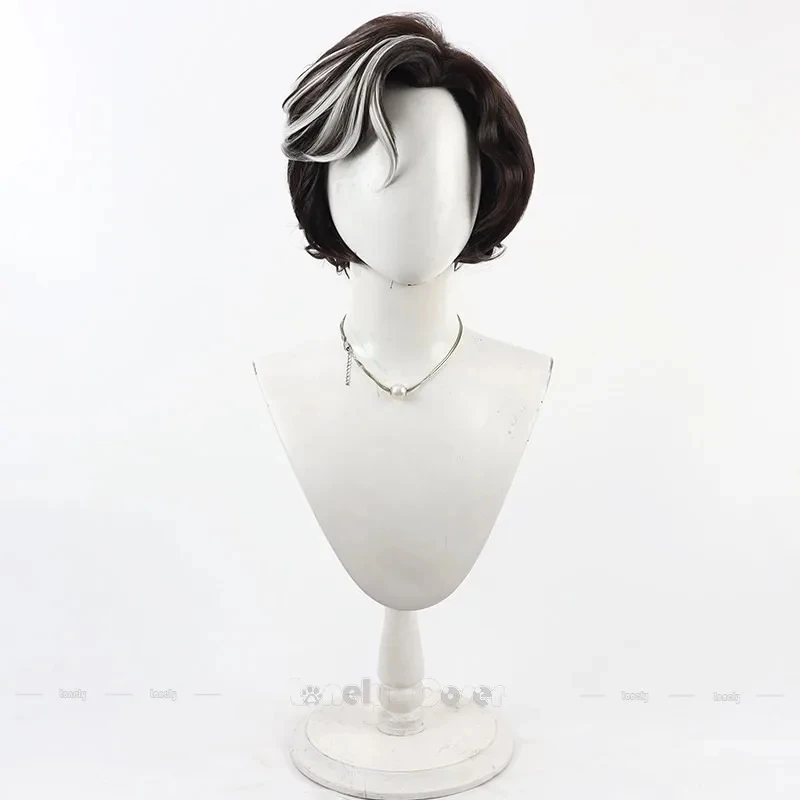 Men Women CO:E33 Festival Role Play Clair Obscur:Expedition 33 Verso Cosplay Wig Black White Short Curly Hair Synthetic Wigs view 5