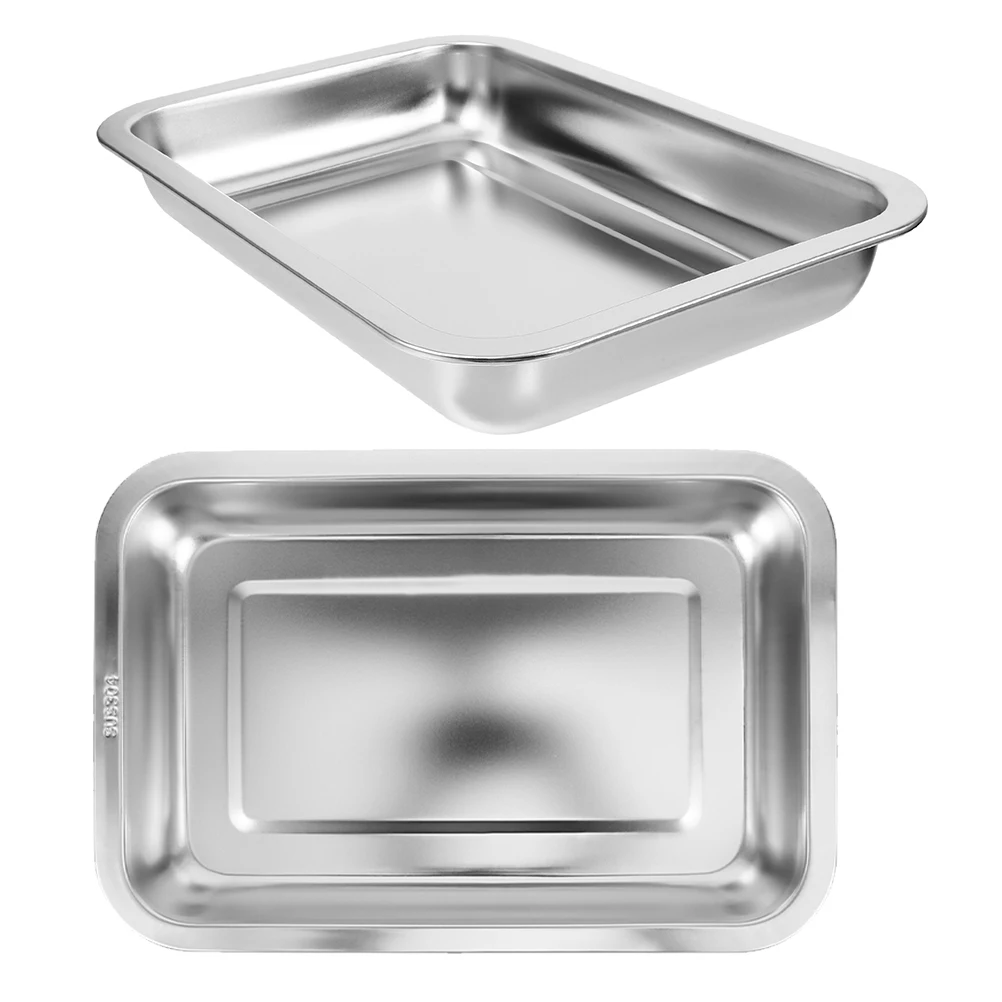 

2pcs Stainless Steel Cat Litter Box Metal Tray Rabbit Boxes Portable Shallow Open Design Pet Supplies Home Use