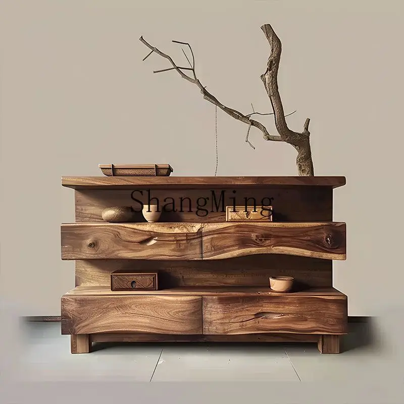 

FG solid wood porch cabinet retro Chinese jewelry desktop old locker large capacity multi-layer homestay home