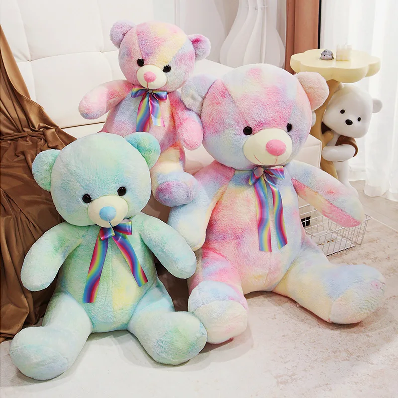 

40/50/60cm Kawaii Plush Teddy Bear Doll Soft Stuffed Animals Cartoon Colorful Bears with Bow Toys for Kids Girls Valentine Gifts