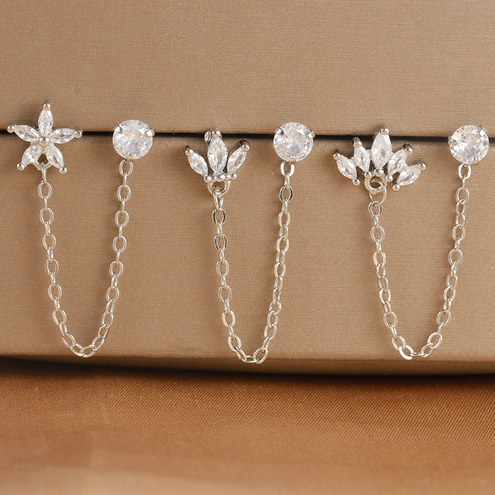 Women's 18K Gold Plated Zircon Crown Stud Earrings