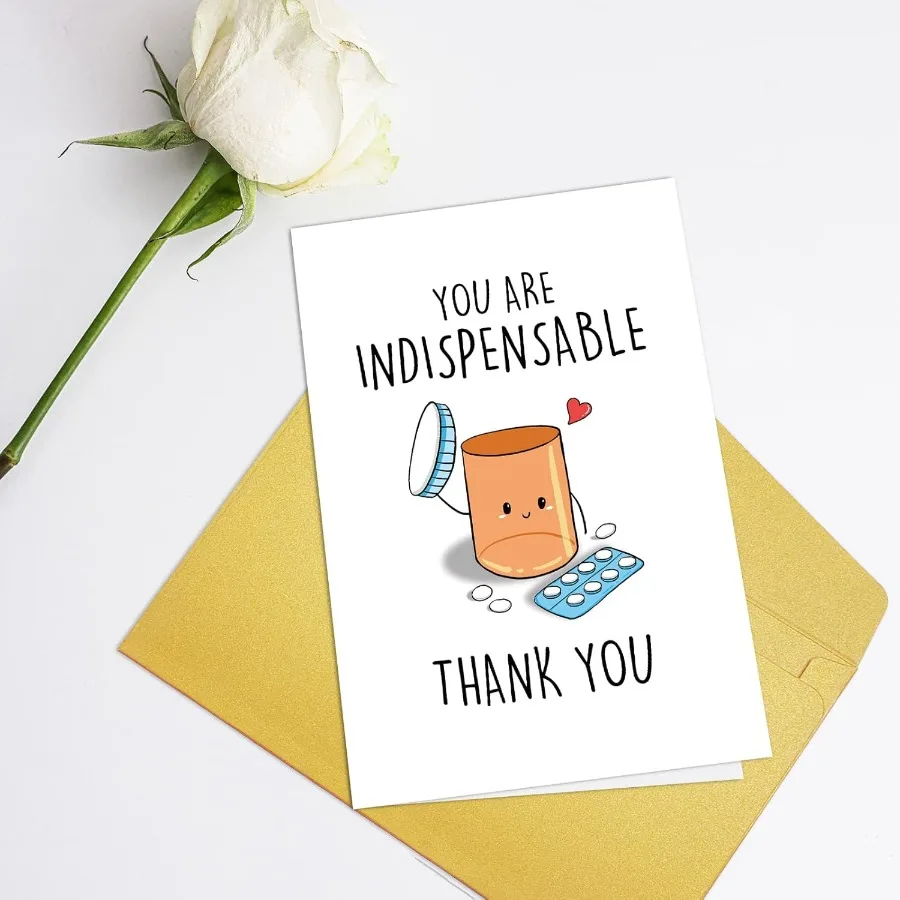 بطاقة تقدير مضحكة للرجال والنساء، بطاقة شكر لطيفة للطبيب والممرضات، بطاقة شكر روح الدعابة للصيدلة، أنت Indispe