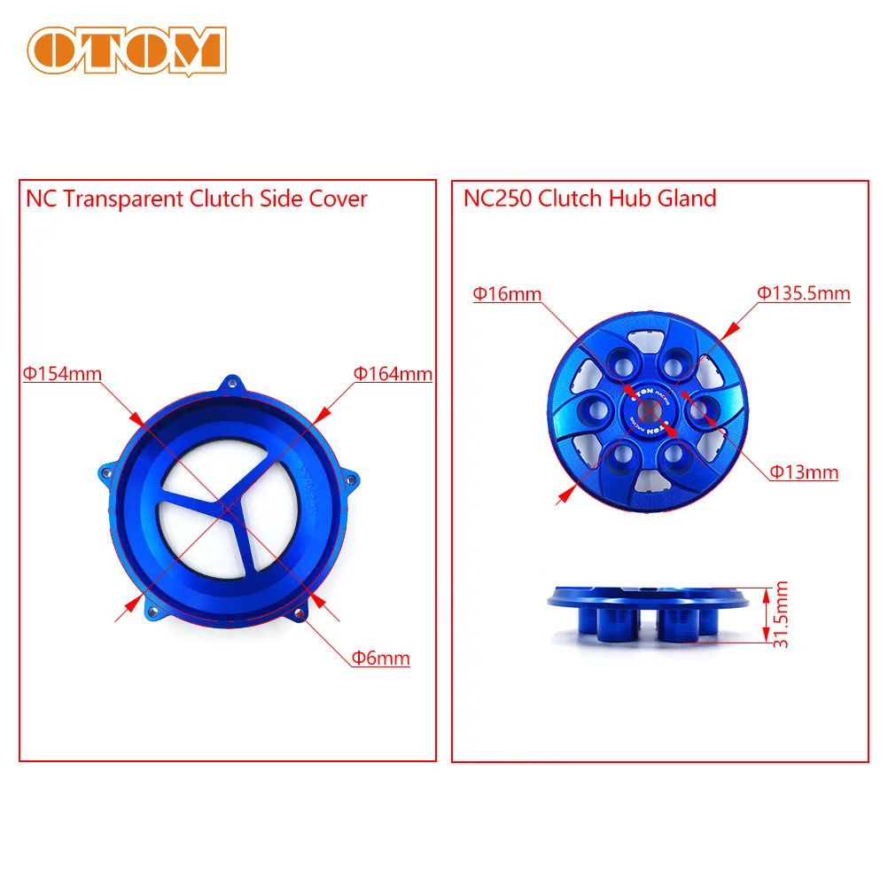 OTOM Motorcycle CNC Engine Transparent Clutch Cover Protector Guard And Clutch Drum Hub Gland 6 Holes For ZONGSHEN NC KAYO KEWS